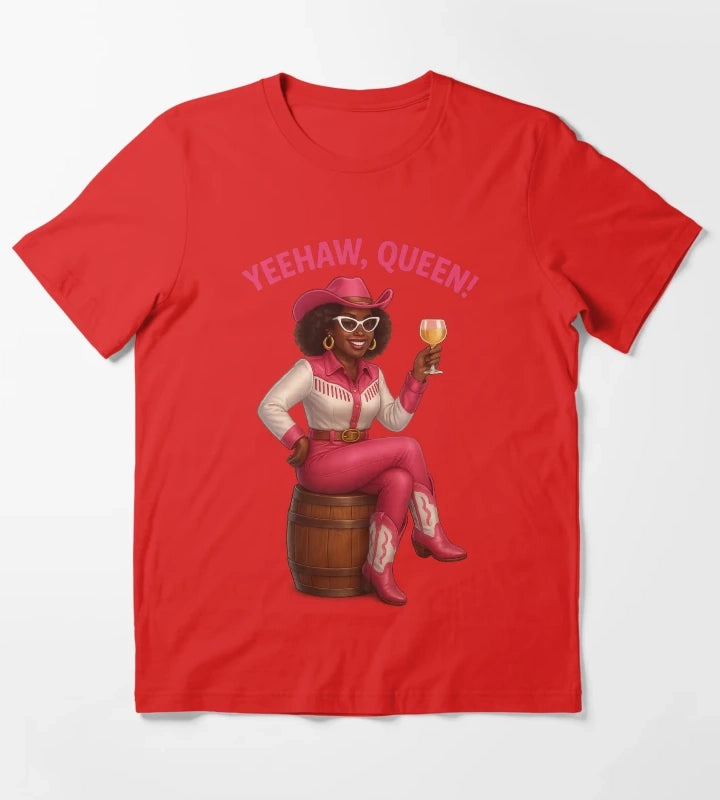 Yeehaw Queen Glam Western Cowgirl T-Shirt Red