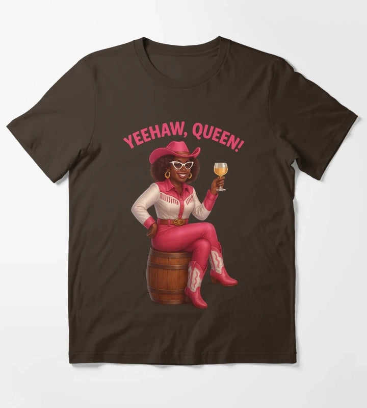 Yeehaw Queen Glam Western Cowgirl T-Shirt Brown
