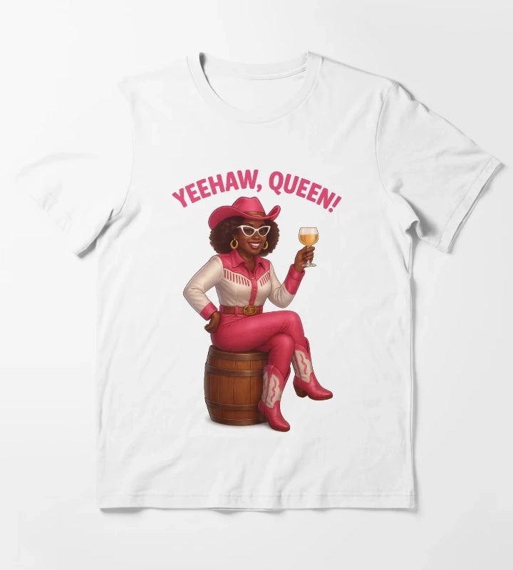 Yeehaw Queen Glam Western Cowgirl T-Shirt White