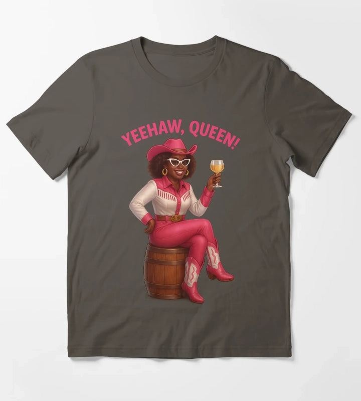Yeehaw Queen Glam Western Cowgirl T-Shirt Dark Grey