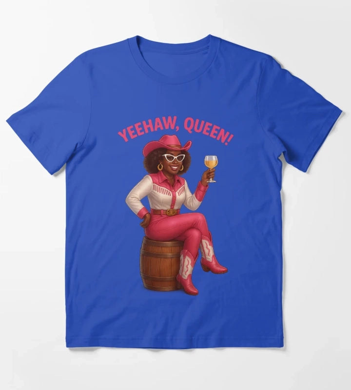Yeehaw Queen Glam Western Cowgirl T-Shirt Blue