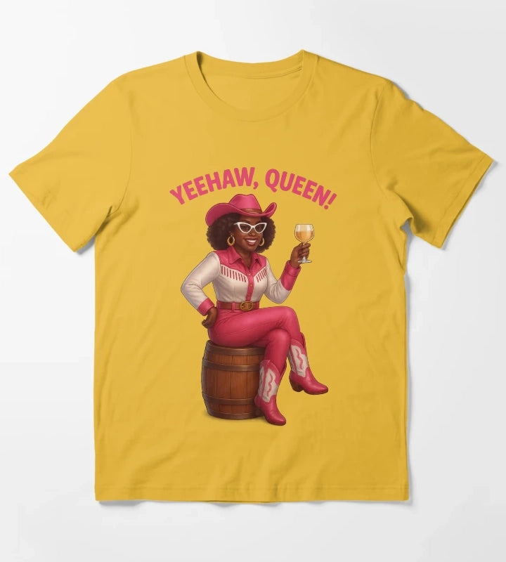 Yeehaw Queen Glam Western Cowgirl T-Shirt Yellow