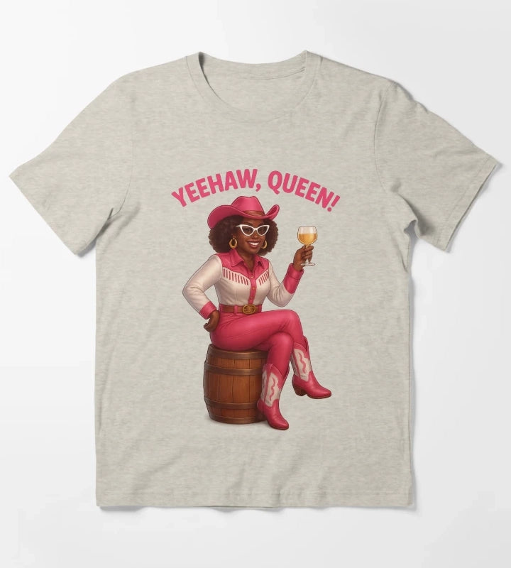 Yeehaw Queen Glam Western Cowgirl T-Shirt Cream