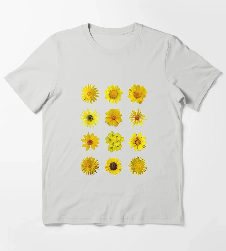 Yellow African Daisy Botanical T-Shirt Light Grey