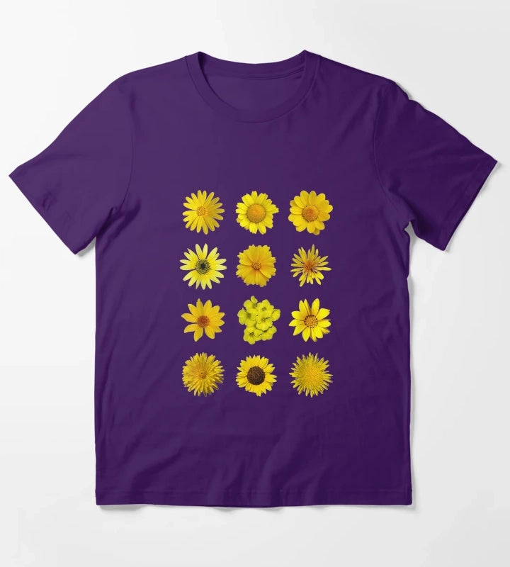 Yellow African Daisy Botanical T-Shirt Purple