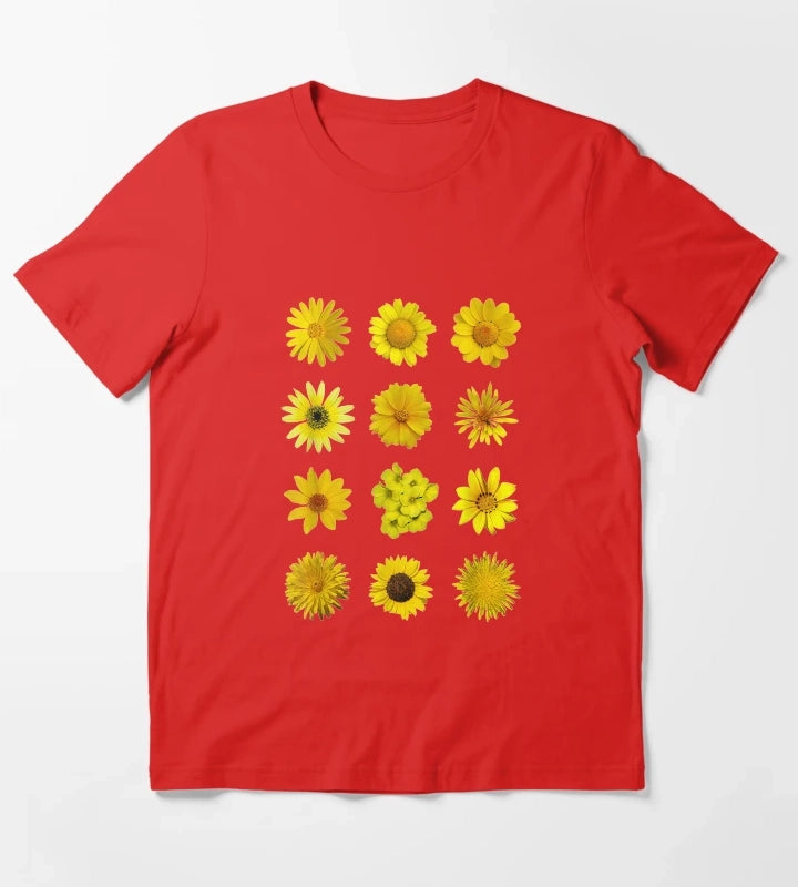 Yellow African Daisy Botanical T-Shirt Red
