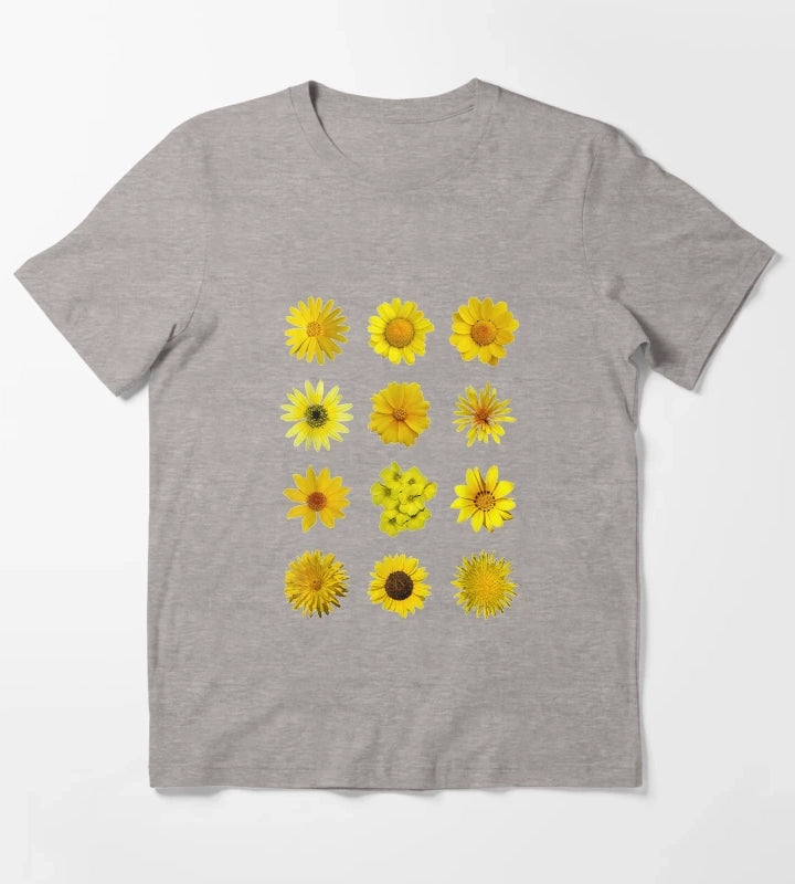 Yellow African Daisy Botanical T-Shirt Heather Grey