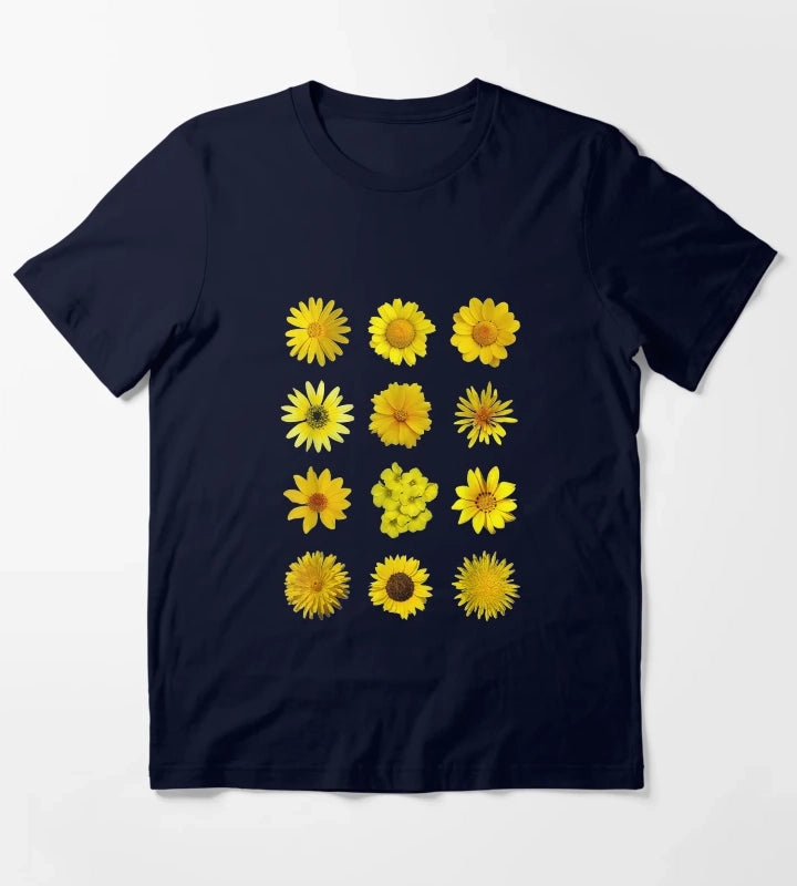 Yellow African Daisy Botanical T-Shirt Navy