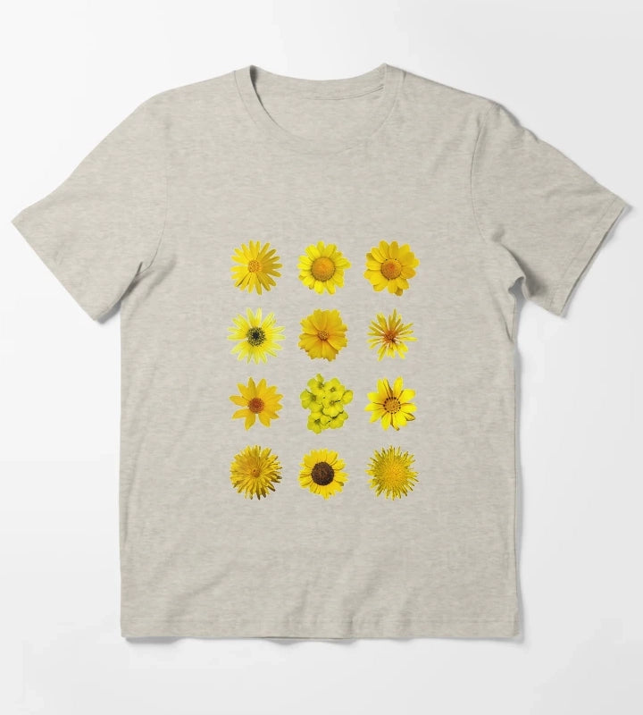 Yellow African Daisy Botanical T-Shirt Cream