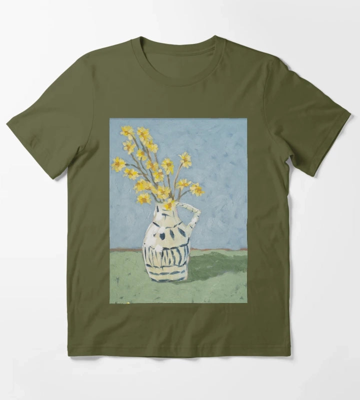 Yellow Daisies T-Shirt Olive Green