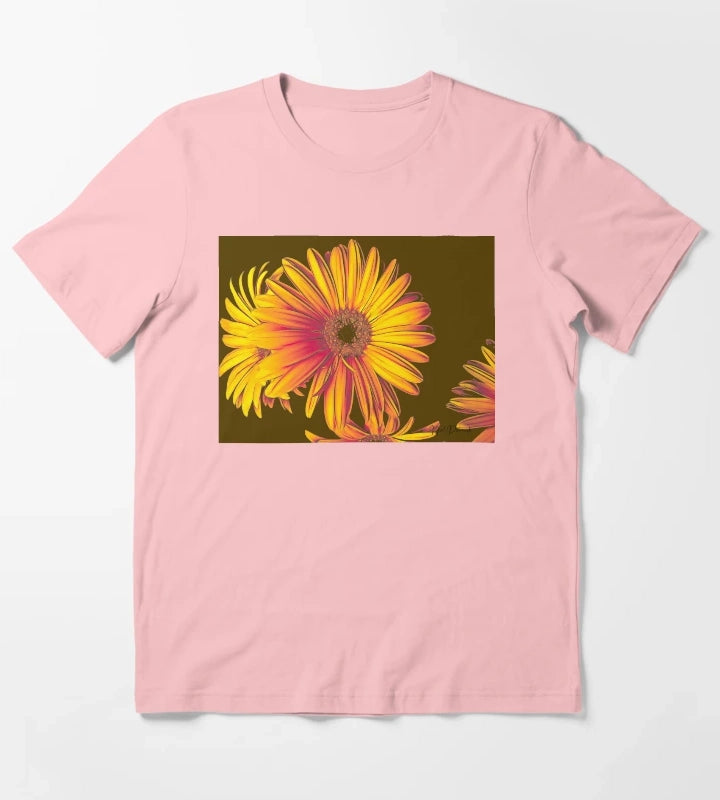 Yellow Orange Daisy Modern Floral Art A024 T-Shirt Dark Grey