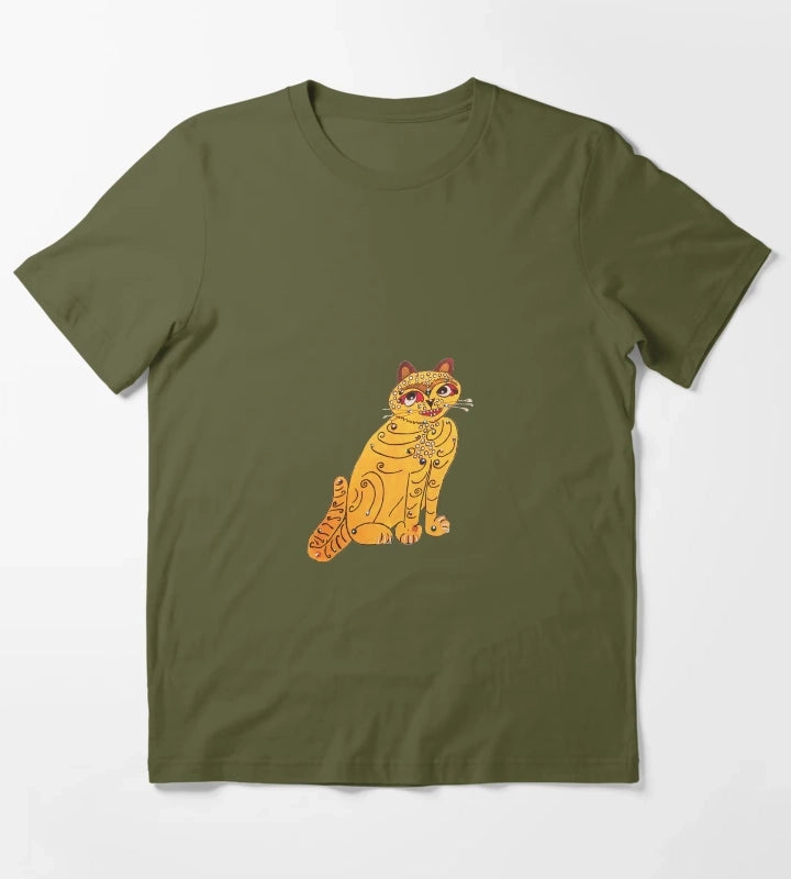 Yellow cat T-Shirt Olive Green