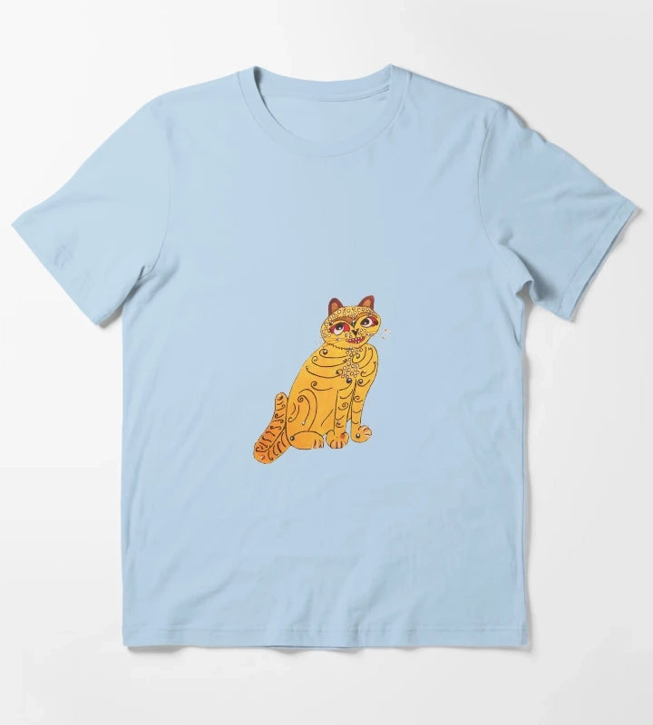 Yellow cat T-Shirt Sky Blue