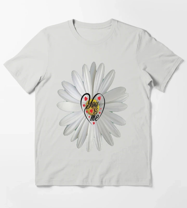 You and Me Daisy Heart T-Shirt Light Grey
