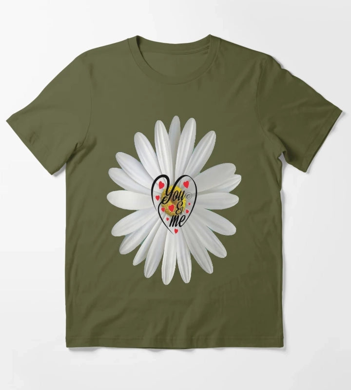 You and Me Daisy Heart T-Shirt Olive Green