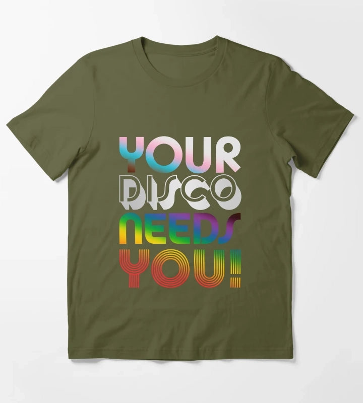 Your Disco Needs You Kylie Minogue Light Years Progress Pride Colours LGBTQIA T-Shirt Olive Green