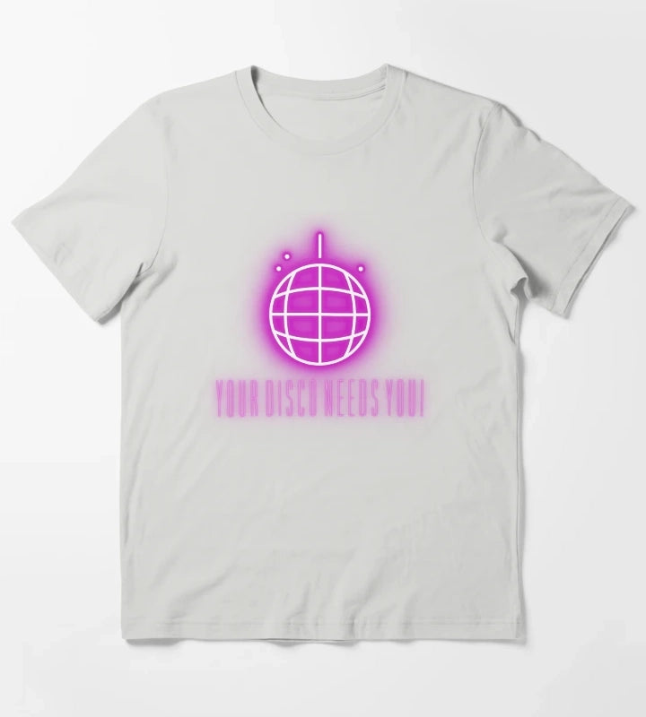 Your Disco Needs You PURPLE T-Shirt Light Grey