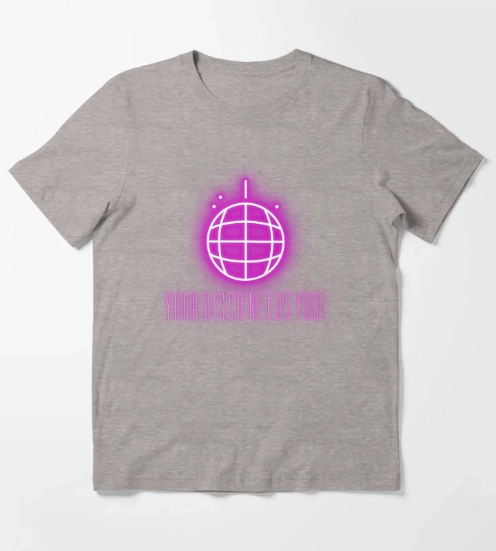 Your Disco Needs You PURPLE T-Shirt Heather Grey