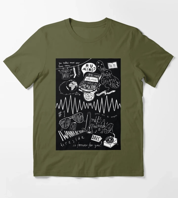 black monkeys art T-Shirt Olive Green
