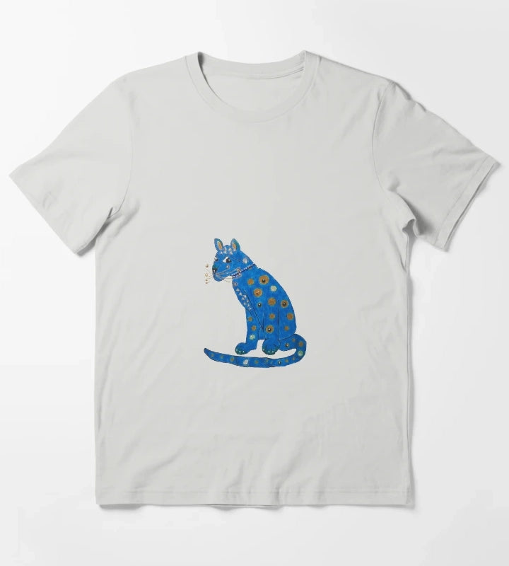 blue cat T-Shirt Light Grey