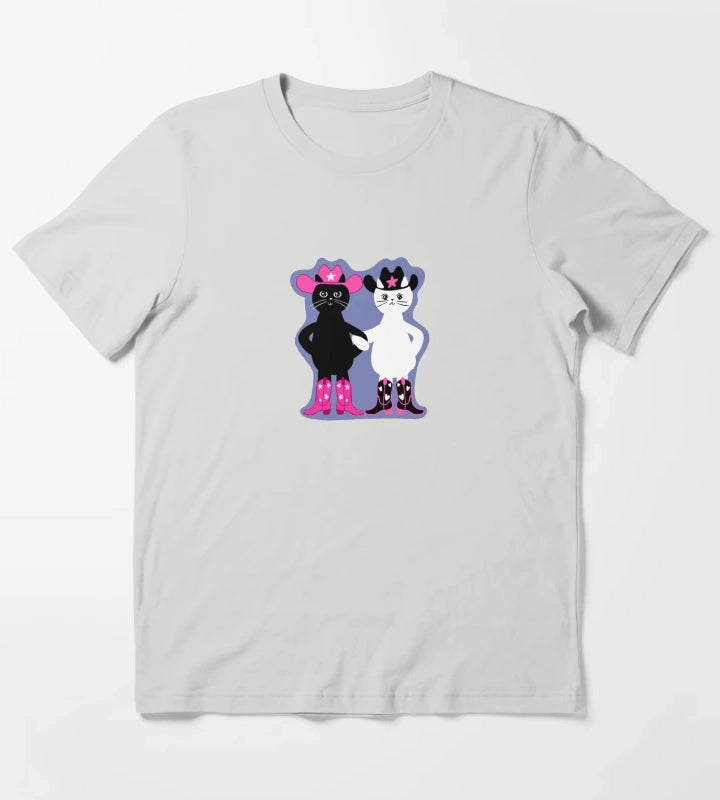 cowgirl kitties with purple background T-Shirt Light Grey
