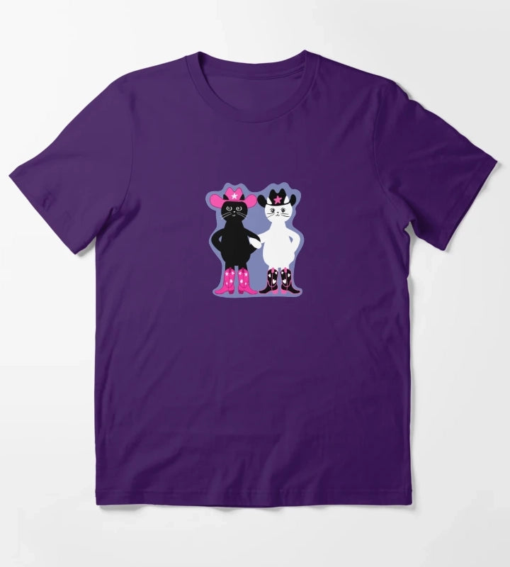 cowgirl kitties with purple background T-Shirt Purple