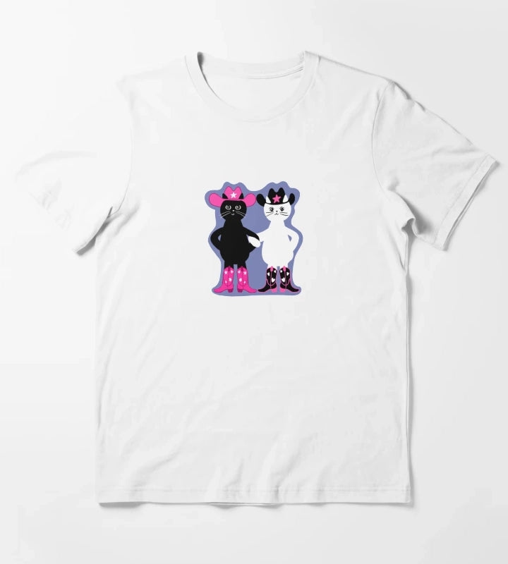 cowgirl kitties with purple background T-Shirt White
