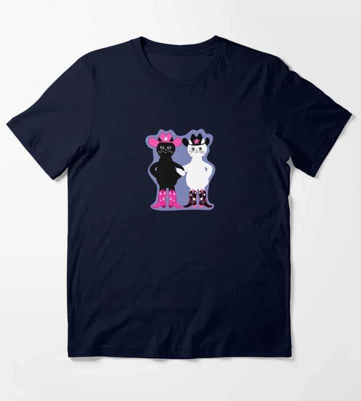 cowgirl kitties with purple background T-Shirt Navy