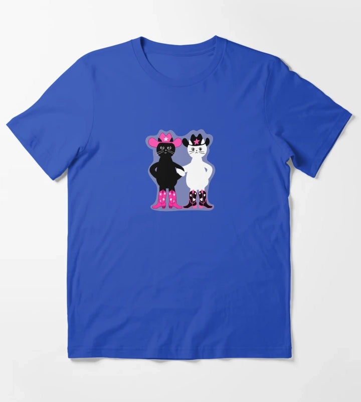 cowgirl kitties with purple background T-Shirt Blue
