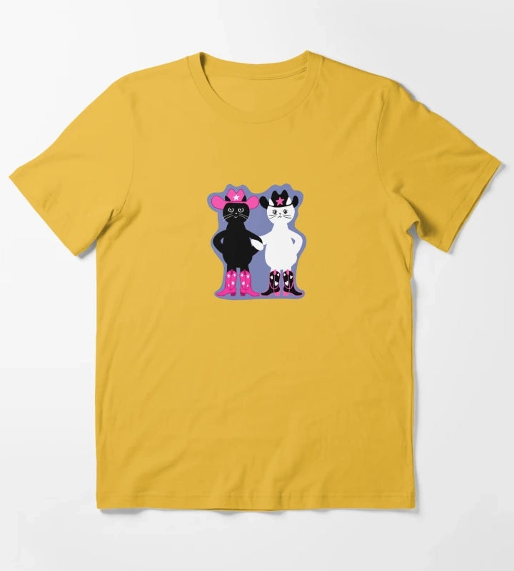 cowgirl kitties with purple background T-Shirt Yellow