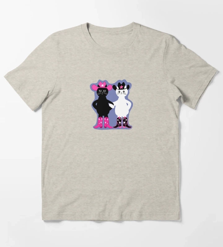 cowgirl kitties with purple background T-Shirt Cream