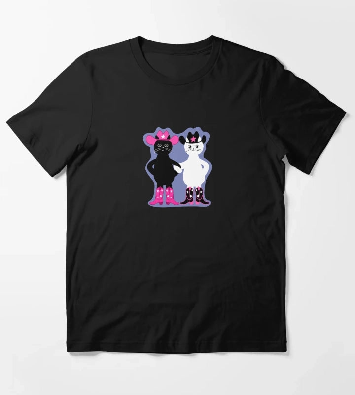 cowgirl kitties with purple background T-Shirt