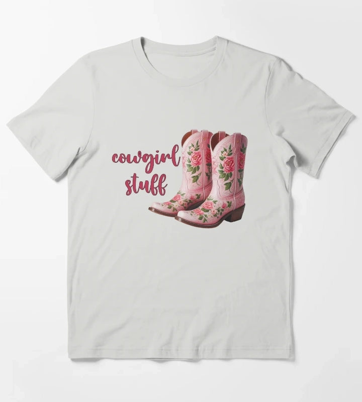 cowgirl stuff pink floral boots T-Shirt Light Grey
