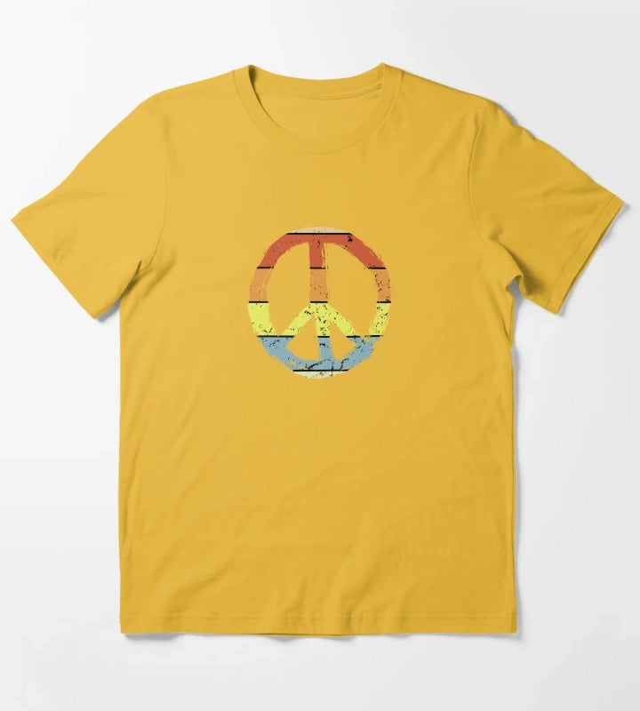 daisy peace sign peace symbol with vintage style T-Shirt Yellow