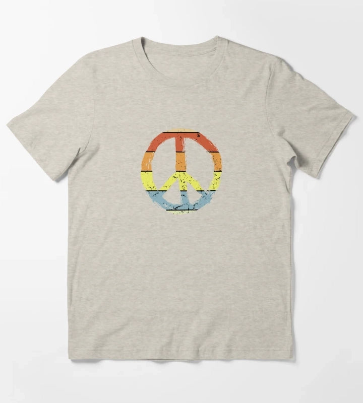 daisy peace sign peace symbol with vintage style T-Shirt Cream