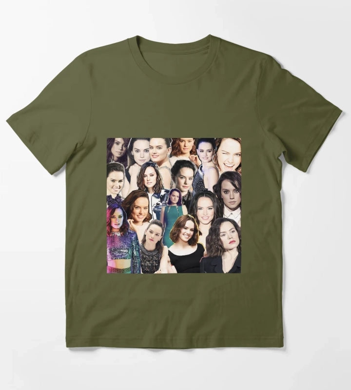 daisy ridley collage T-Shirt Olive Green