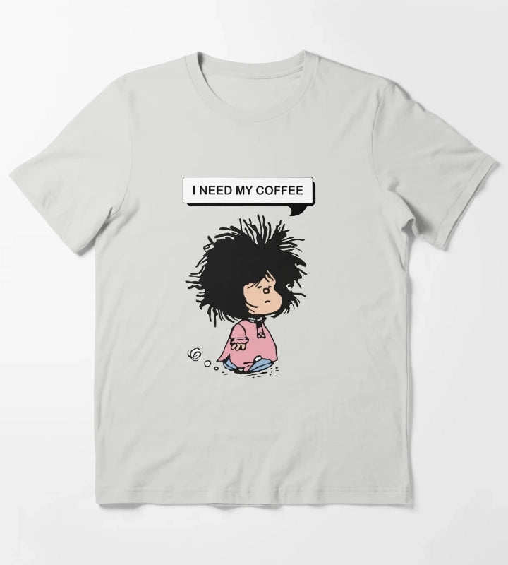 disheveled MAFALDA that needs coffee T-Shirt Light Grey