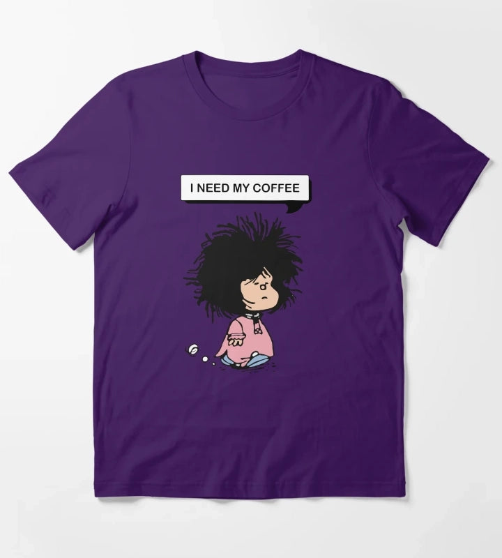 disheveled MAFALDA that needs coffee T-Shirt Purple