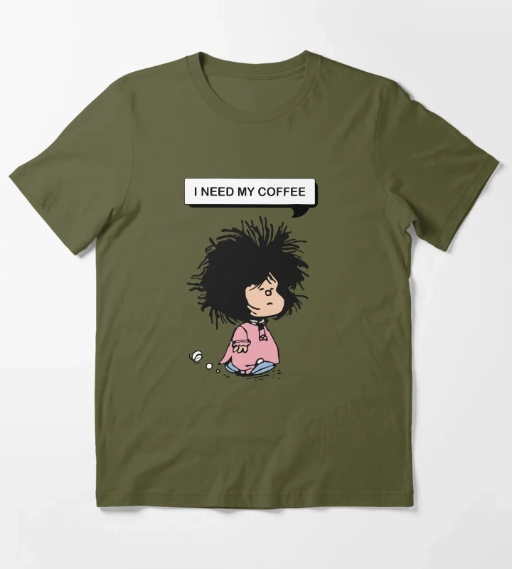 disheveled MAFALDA that needs coffee T-Shirt Olive Green