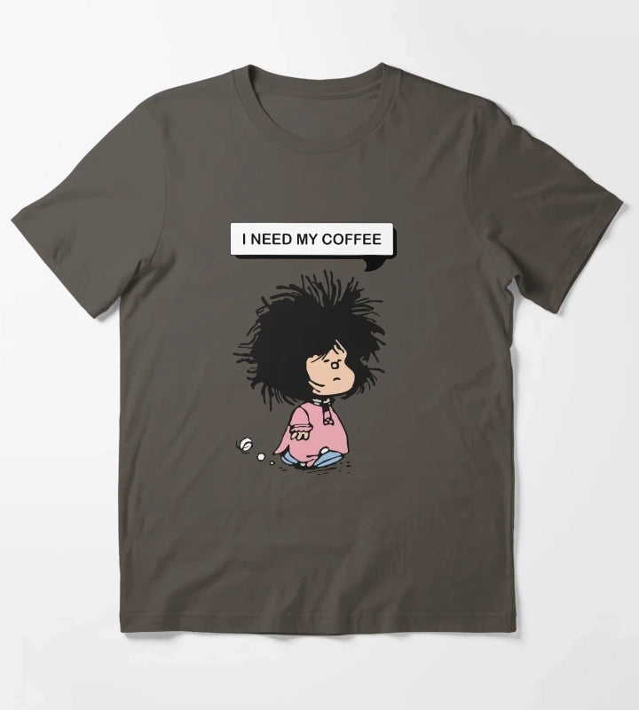 disheveled MAFALDA that needs coffee T-Shirt Dark Grey