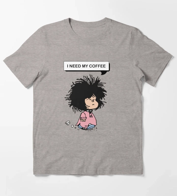 disheveled MAFALDA that needs coffee T-Shirt Heather Grey