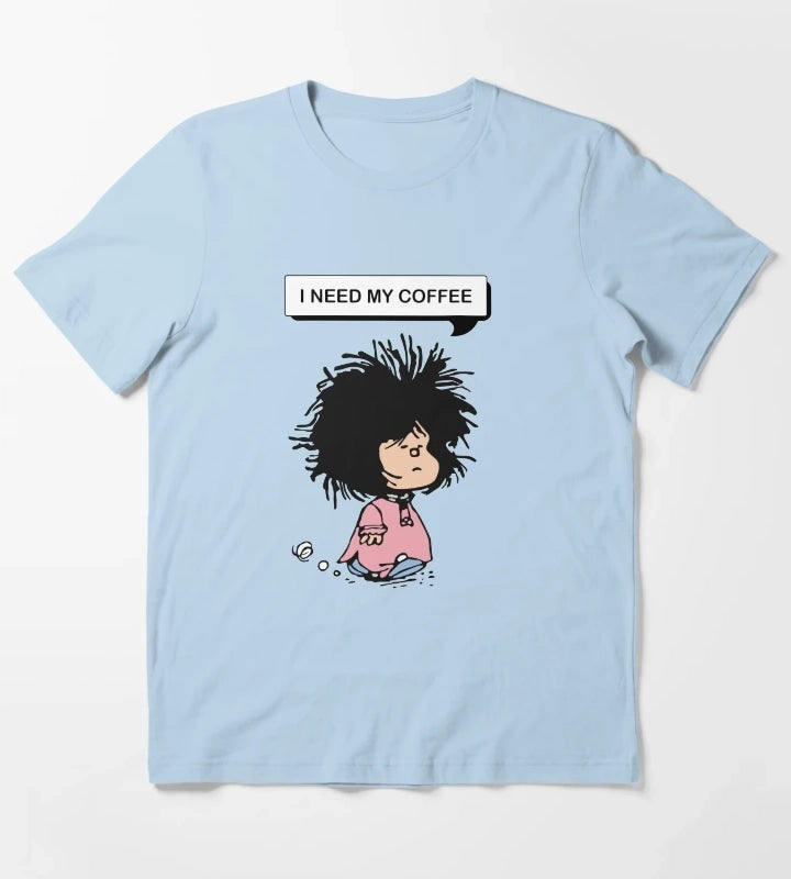 disheveled MAFALDA that needs coffee T-Shirt Sky Blue