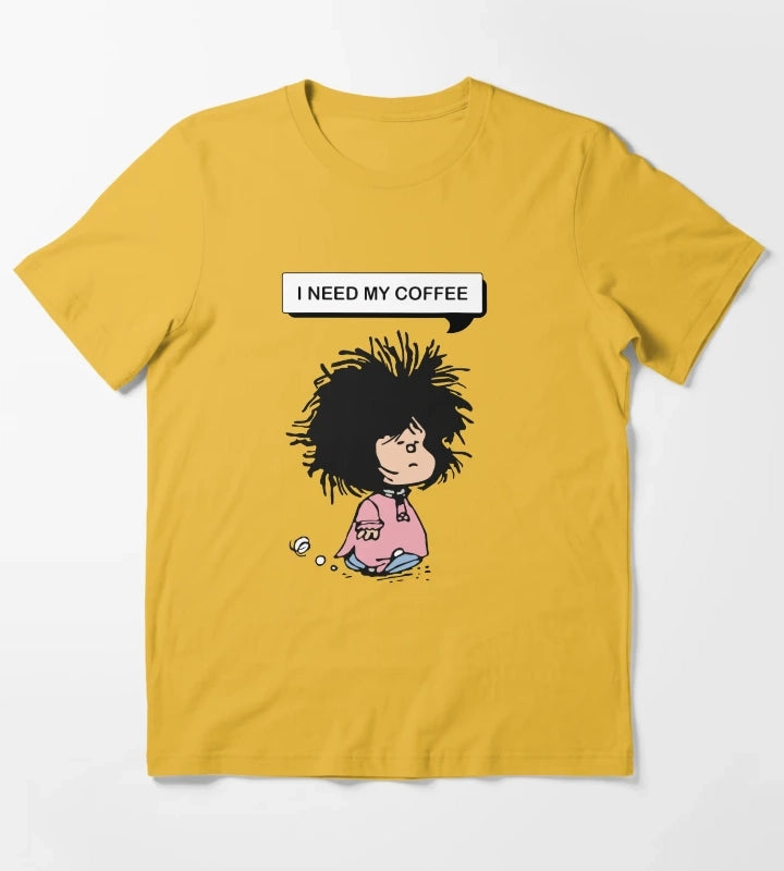 disheveled MAFALDA that needs coffee T-Shirt Yellow