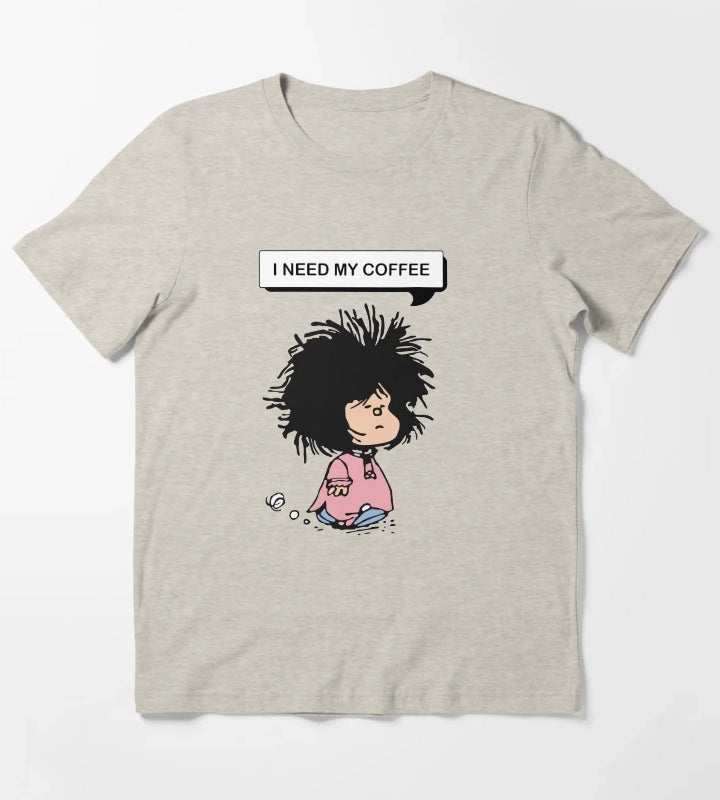 disheveled MAFALDA that needs coffee T-Shirt Cream