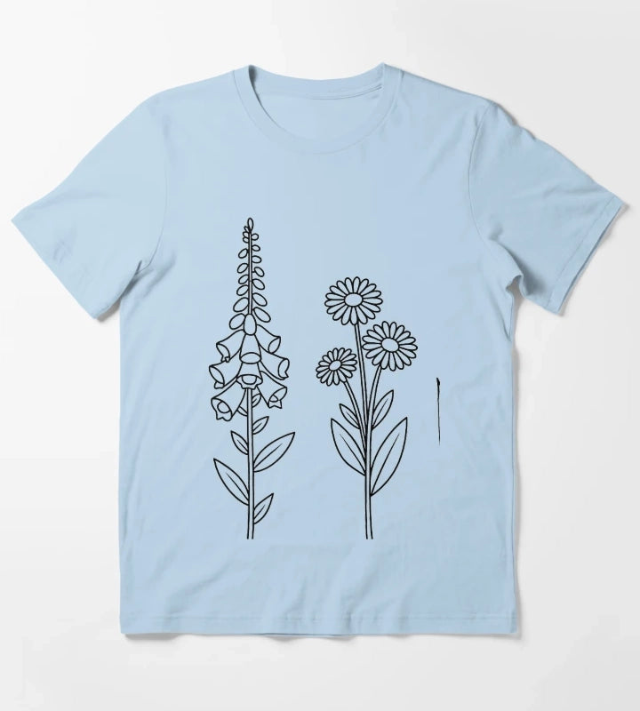 foxglove daisy tulip T-Shirt Sky Blue