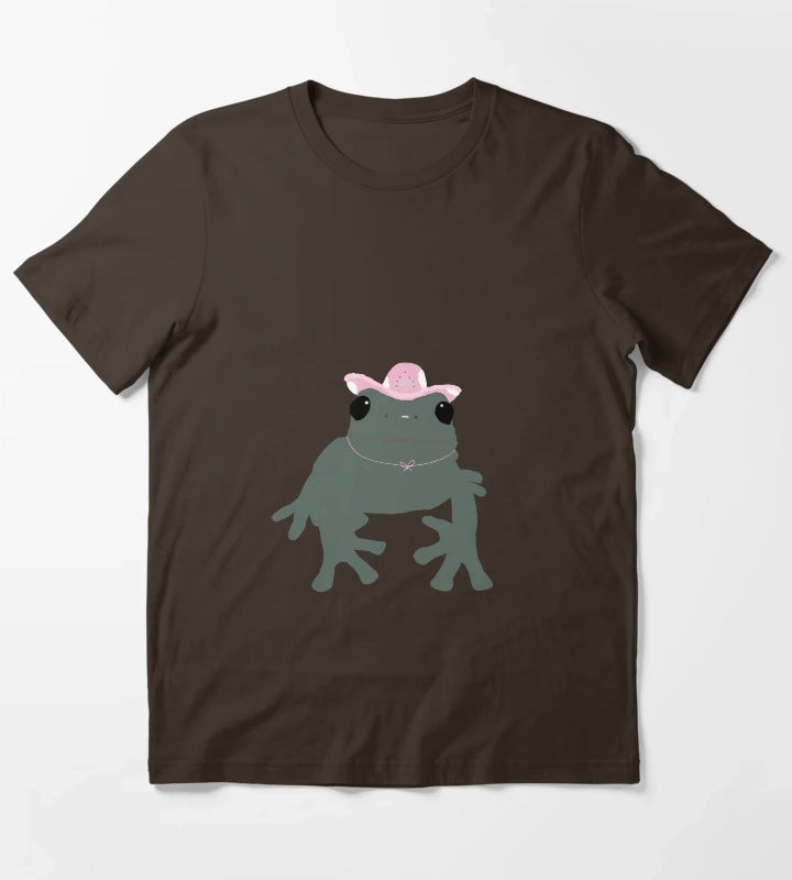 frog in a cowgirl hat T-Shirt Brown