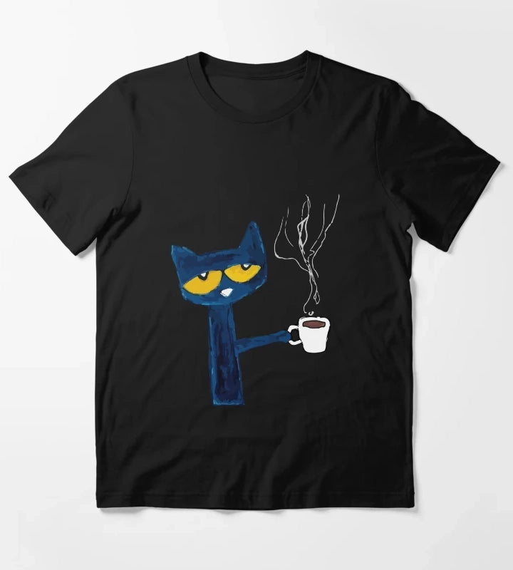 funny black cat drink coffee T-Shirt