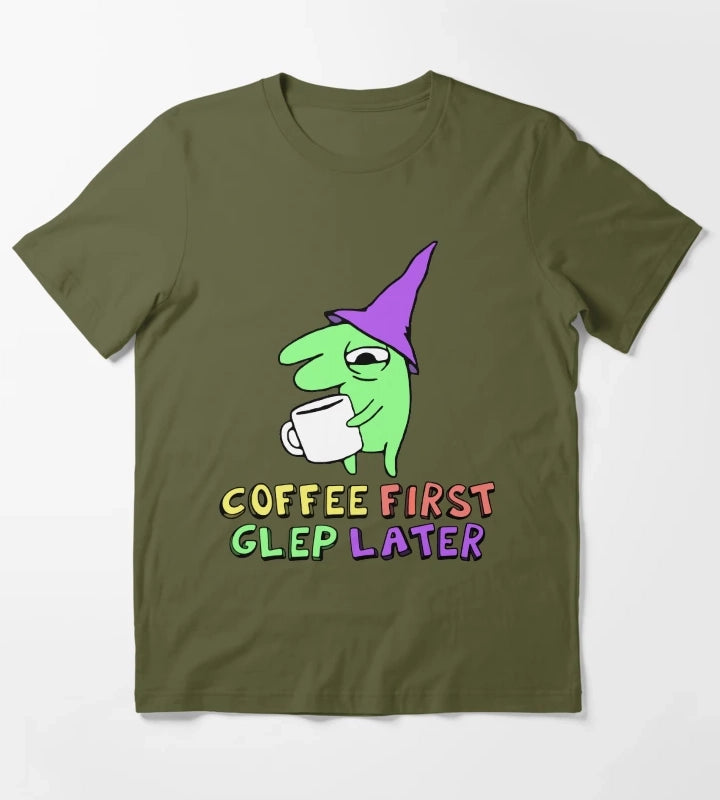 glep coffee smiling friends T-Shirt Olive Green