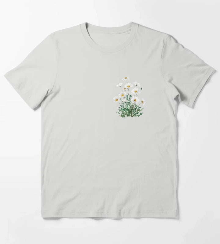hand painted white Margaret daisy watercolor T-Shirt Light Grey