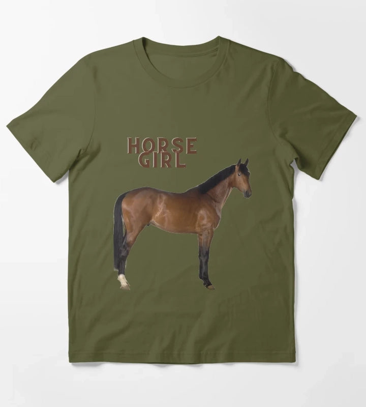 horse girl meme art T-Shirt Olive Green
